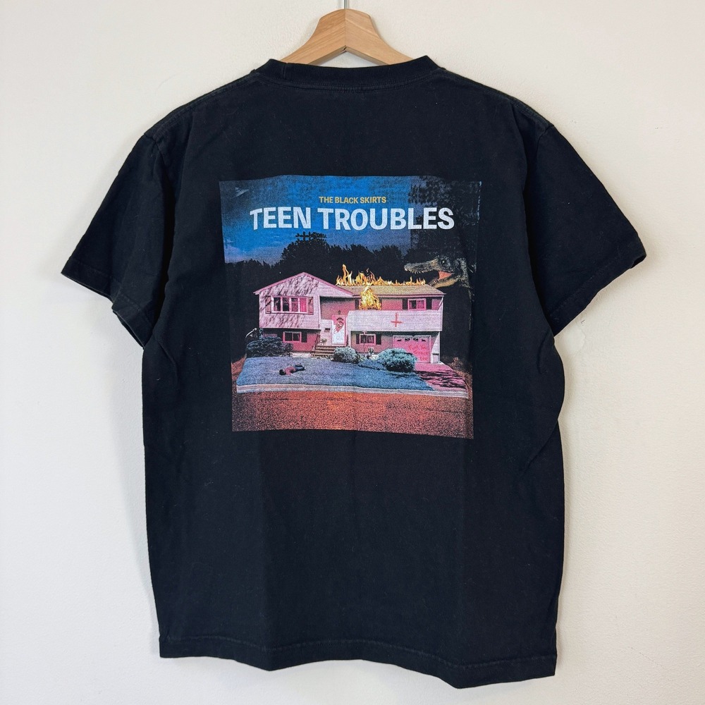 The Black Skirts Teen Troubles Band Album Art Black Tee Shirt - Medium
